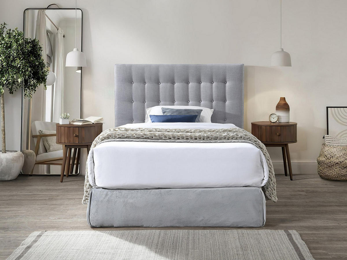 BETTKOPFTEIL - 2 -Sitzer - Polyester - hellgrau - FRANCESCO - Hellgrau, Textil (184.5/125/9.5cm) - Vente-Unique