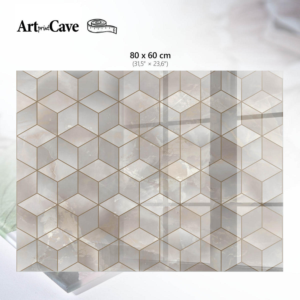 GLASPLATTE 80x60 cm – Pastellmuster - Türkis, Glas (0.4/80/60cm) - ArtPrintCave