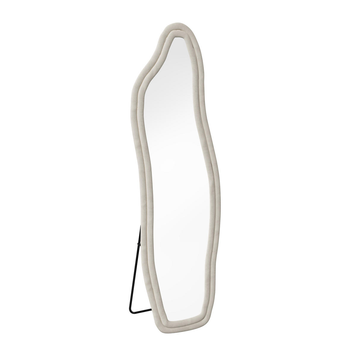 GANZKÖRPERSPIEGEL Wellen-Design mit U-Standfuß & Scharnier 160/50 cm Weiß - Weiß, Glas/Holzwerkstoff (50/160/3cm) - Creahappy