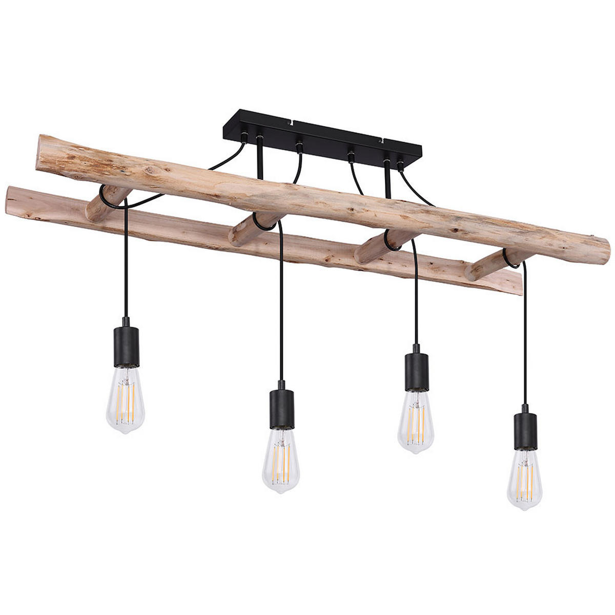 HÄNGELEUCHTE IRMGARD natur Schwarz - Schwarz, Holz (115/30/80cm) - Globo Lighting