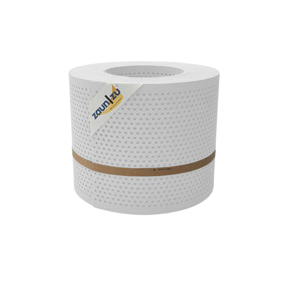 SICHTSCHUTZSTREIFEN PP Premium Gelocht 20 Prozent Streifen Weiß 26m - Weiß, Kunststoff (2600/19cm) - ZAUN|ZU