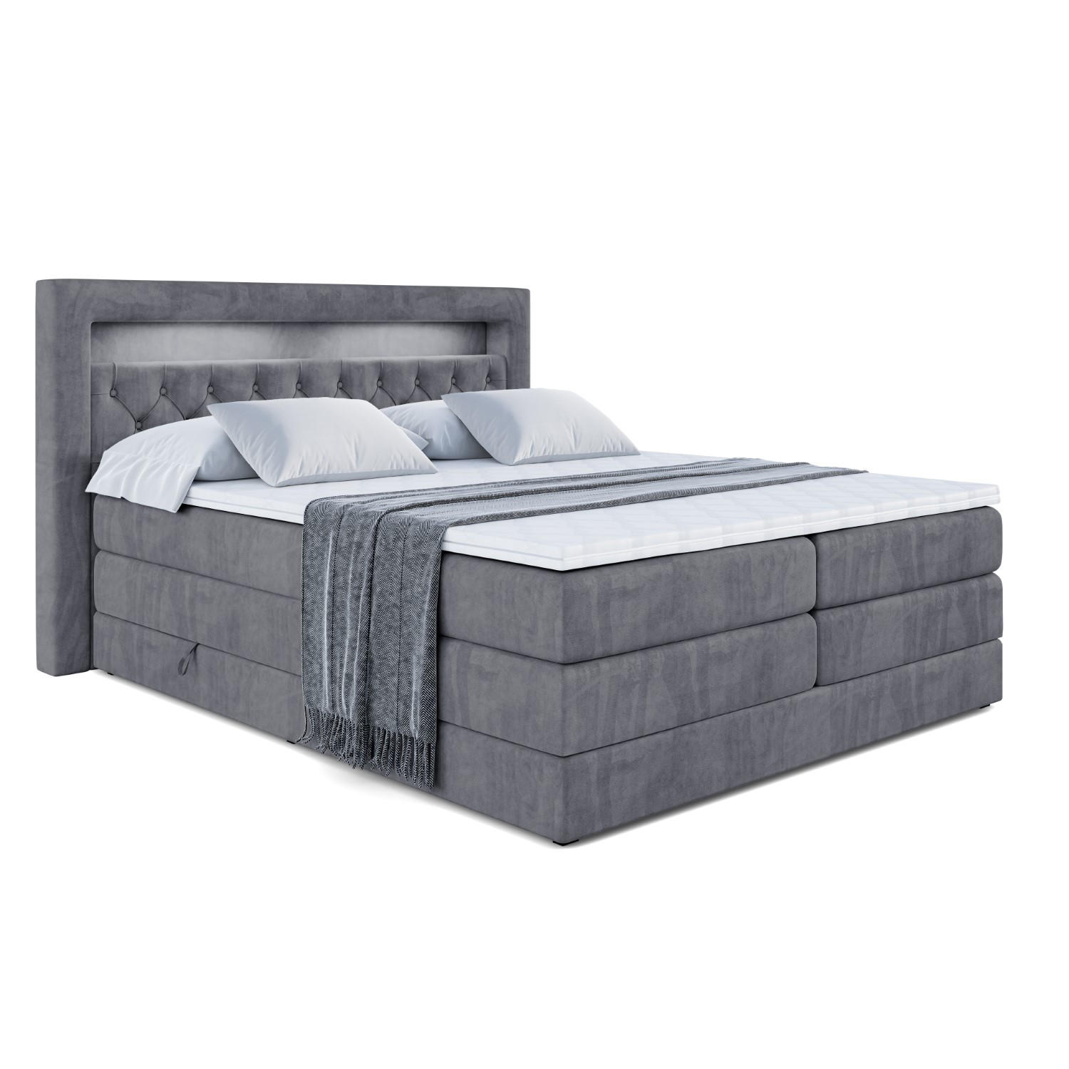 BOXSPRINGBETT NOEL GOLD KING - 200x200 - H3/H4 - Dunkelgrau - Dunkelgrau, Holzwerkstoff (200/200cm) - ALTDECOR