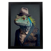 POSTER Leguan In Voller Farbe Fotostil A3 Schwarzer Rahmen - Schwarz, Papier (29.7/5/42cm) - Nacnic