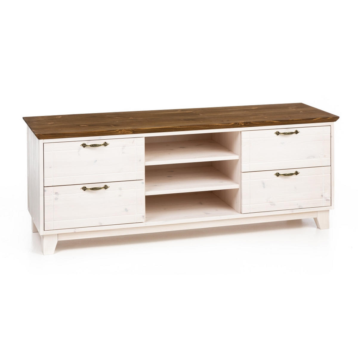 LOWBOARD 154 cm - Dunkelbraun/Weiß, Holz (154/58/47cm) - MSL wooden furniture