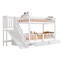ETAGENBETT 90/200 cm Weiß mit Rutsche, Treppe, Schubladen, ohne Matratze - Weiß, Holz (90/200cm) - MIVRAY