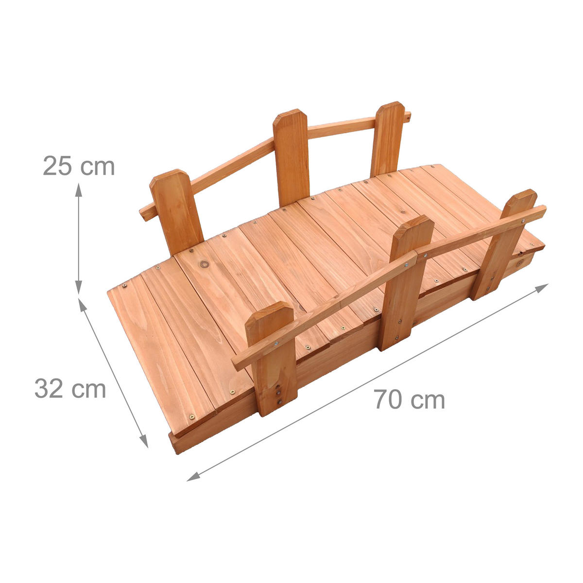 GARTENBRÜCKE - Orange, Holz (70/32/25cm) - Relaxdays
