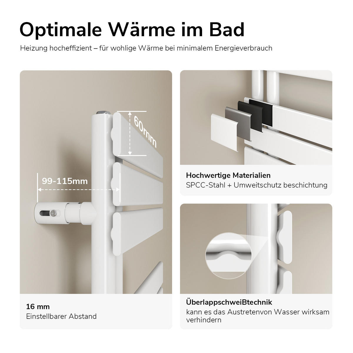 HEIZKÖRPER Elektrisch WLAN Thermostat Weiß - Weiß, Metall (60/159.9/5.9cm) - EMKE
