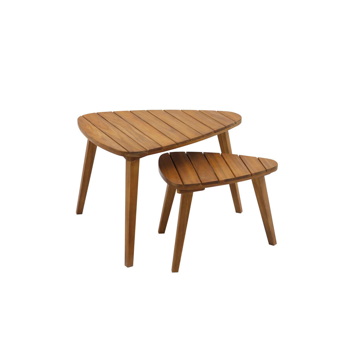 COUCHTISCH Massivholz 2er-Set ELQUI - Naturfarben, Holz (66/53/45cm) - Miliboo