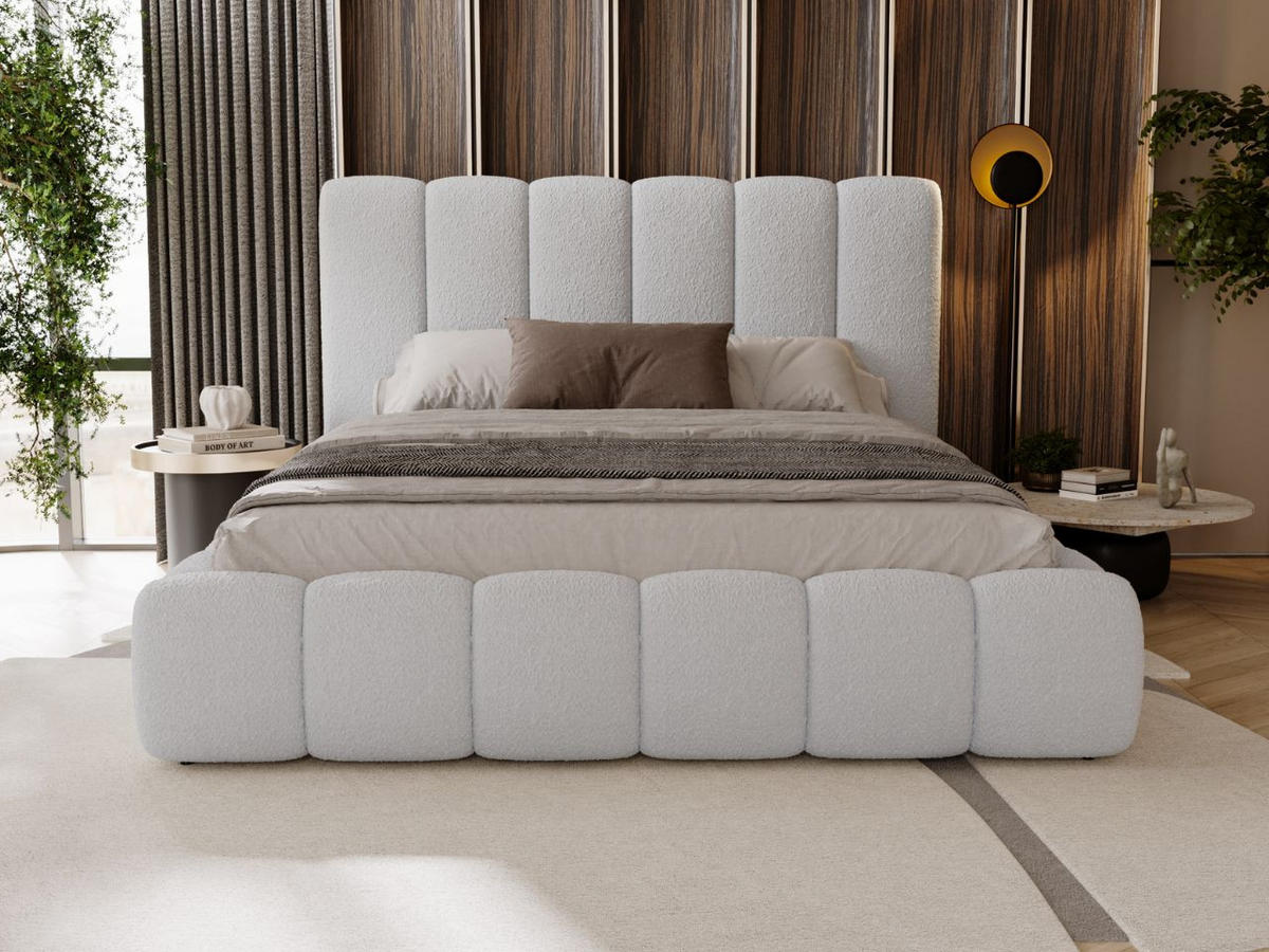 POLSTERBETT Imperial 180x200 Bouclé-Stoff Hellgrau - Hellgrau, Textil (180/200cm) - Graingold