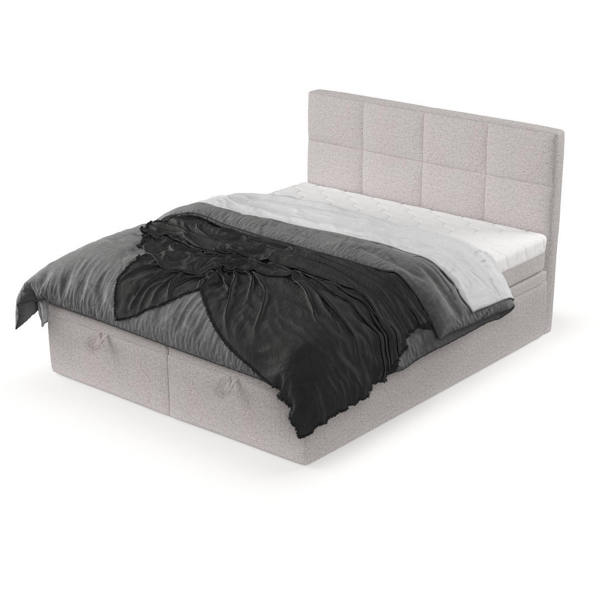 BOXBETT Tessa 180/200 cm Beige im Riva Stoff - Beige/Schwarz, Holz/Holzwerkstoff (180/200cm) - AltaBeds