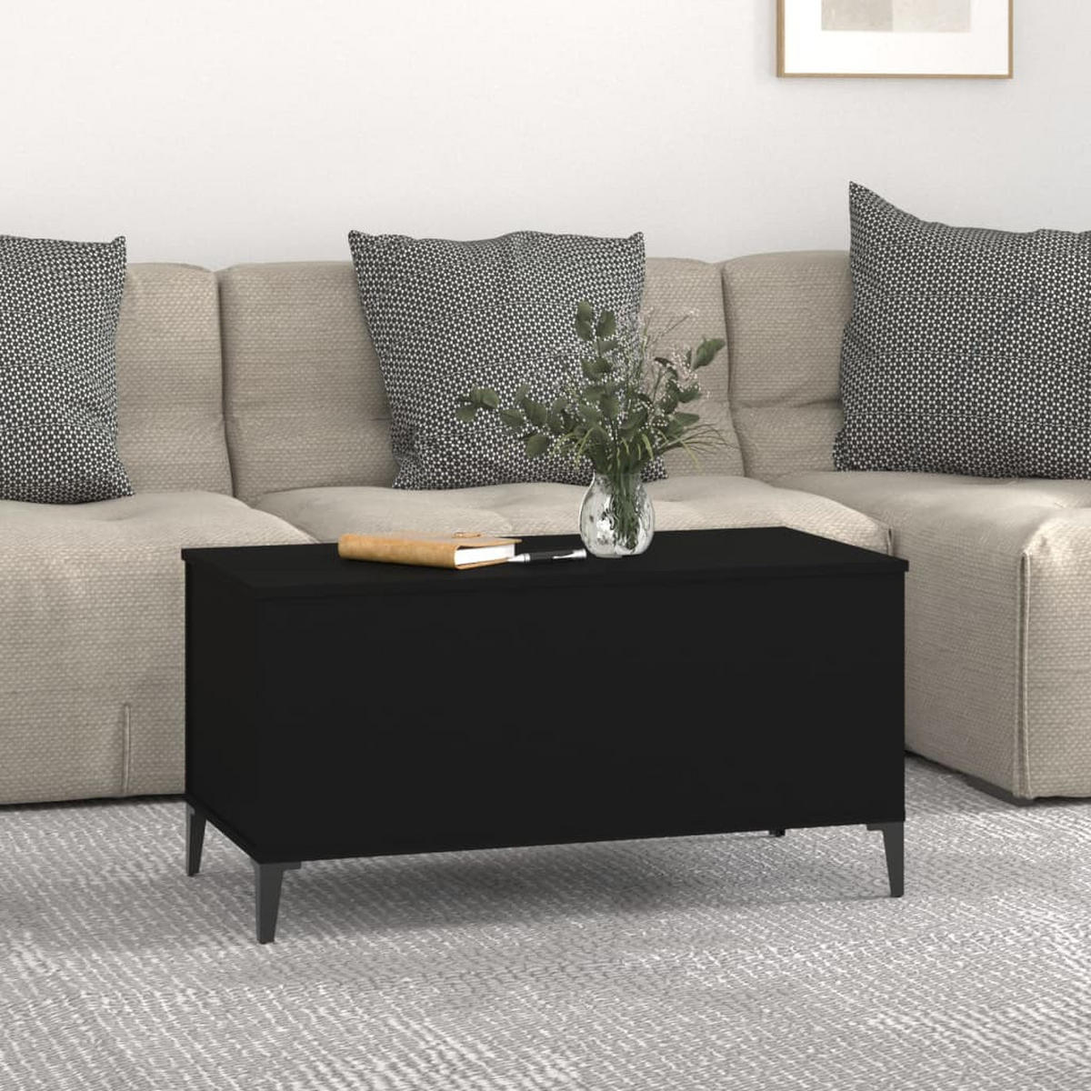 COUCHTISCH Schwarz 90x44,5x45 cm Holzwerkstoff - Schwarz, Holzwerkstoff (90/44.5/45cm) - furnicato