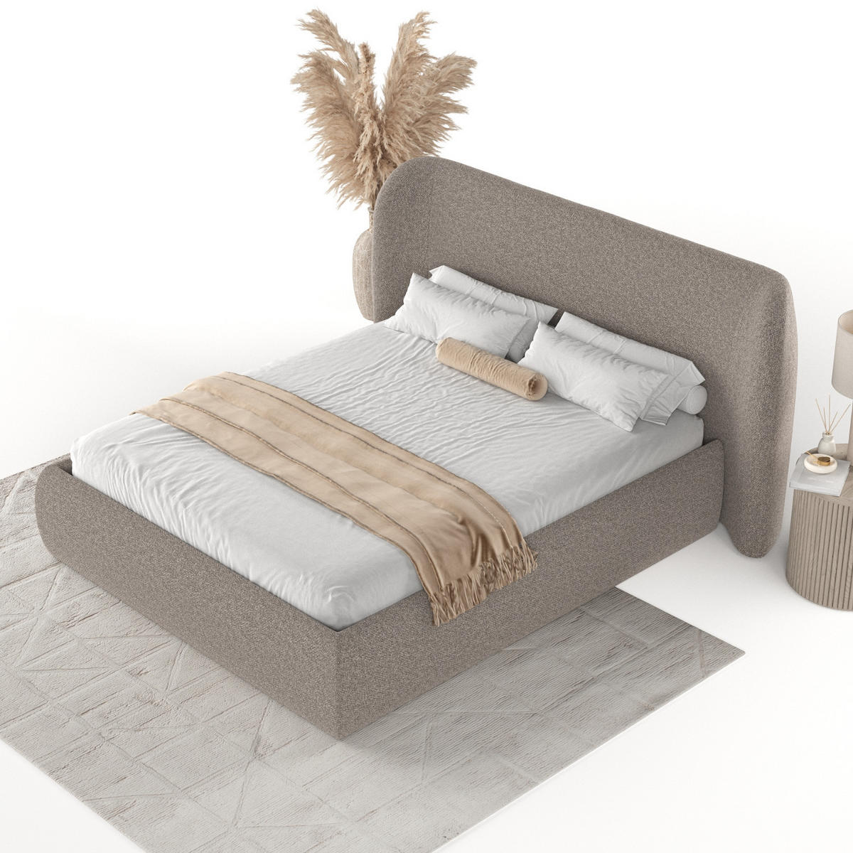 POLSTERBETT Bellano mit Stauraum 160/200 cm Beige im Bubble Stoff - Beige/Schwarz, Holz/Holzwerkstoff (160/200cm) - AltaBeds
