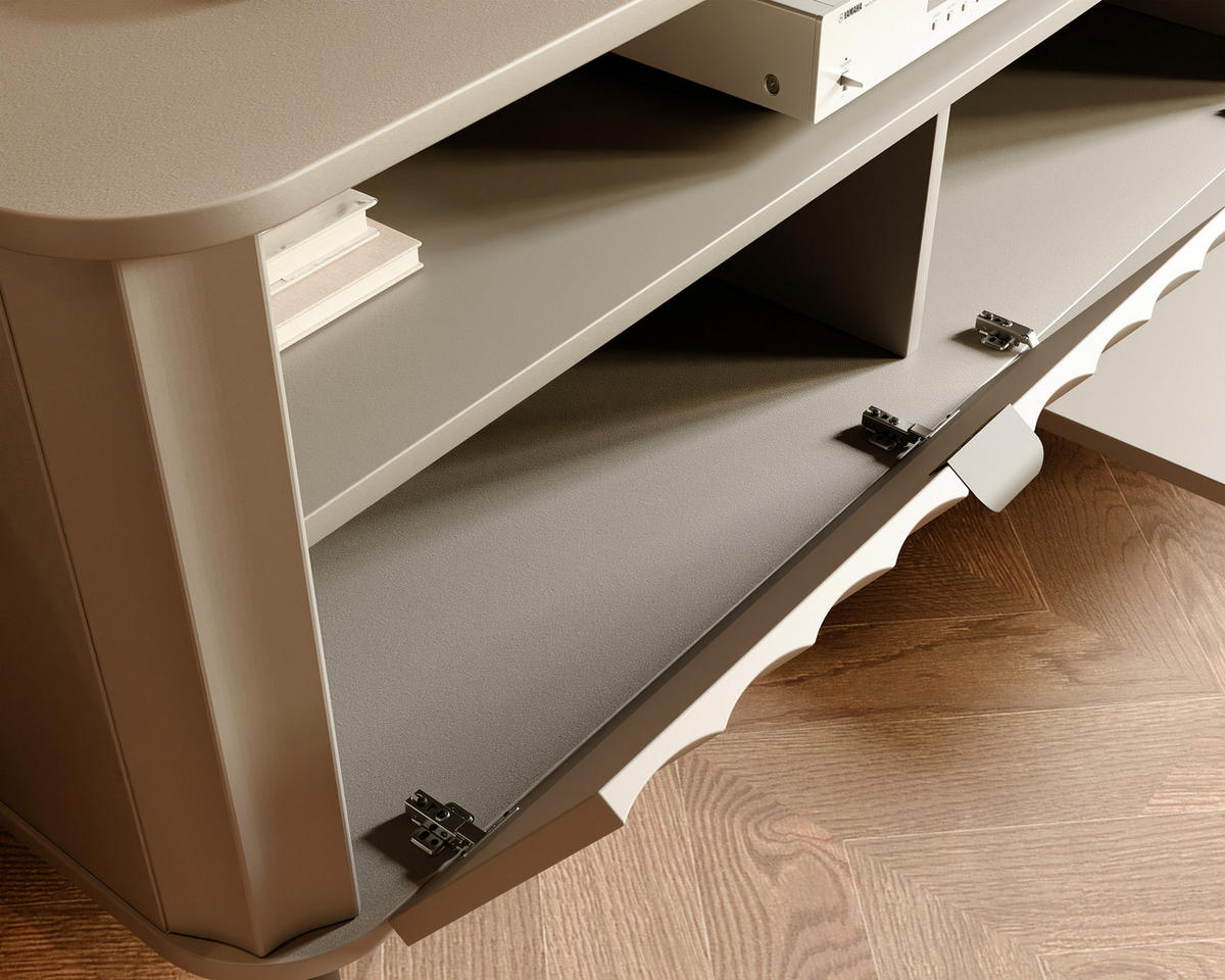 TV-LOWBOARD VITA stehend, 137 cm Lehmgrau - Grau, Holzwerkstoff/Metall (137/57/40.5cm) - Idohome