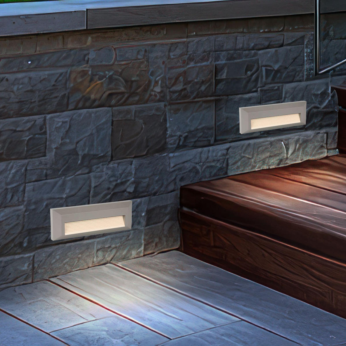 LED AUSSENLEUCHTE Hauswand Grau rechteckig - Grau, Kunststoff (23/2.8/8cm)