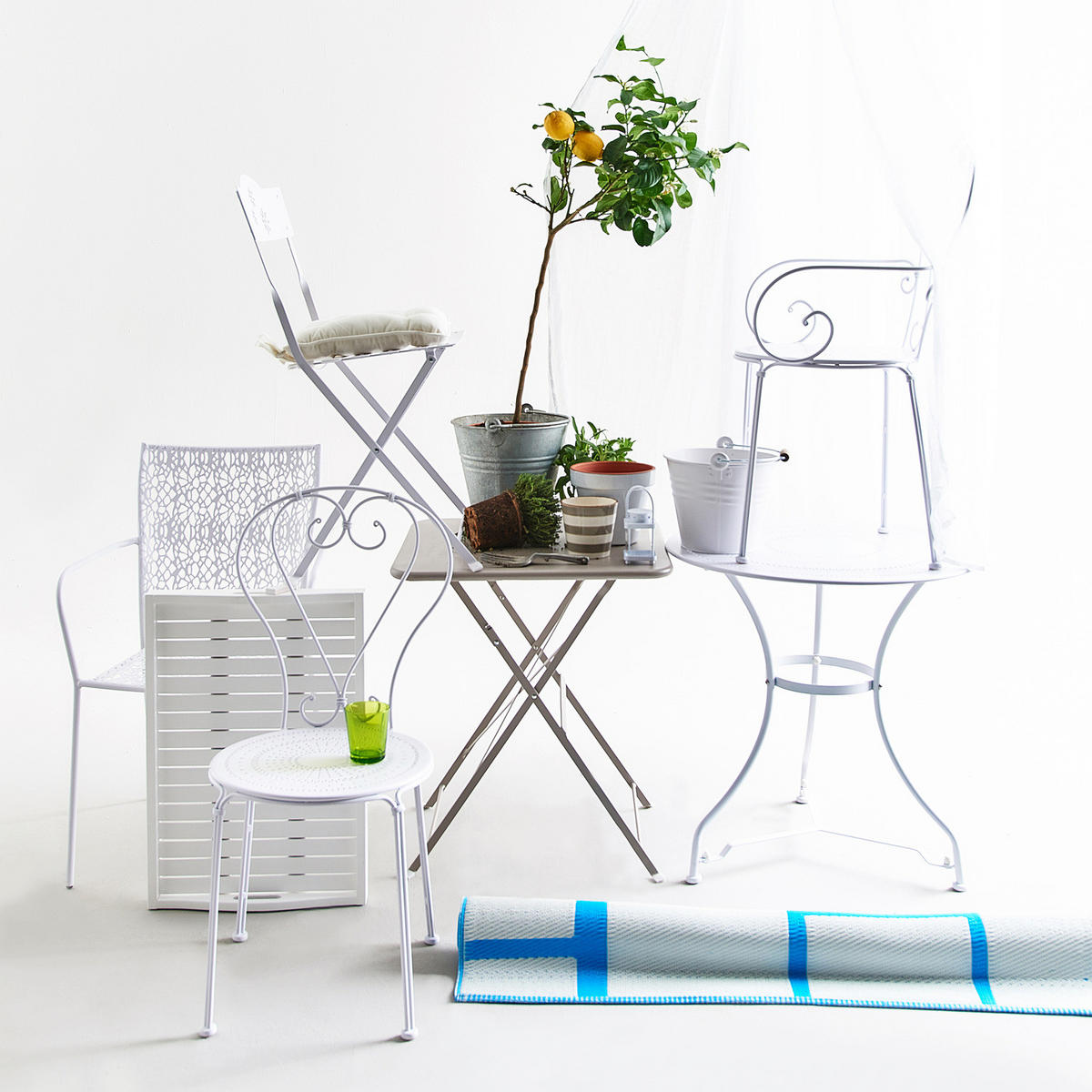 GARTENMÖBEL-SET (3-teilig) Century - Weiß, Metall - BUTLERS