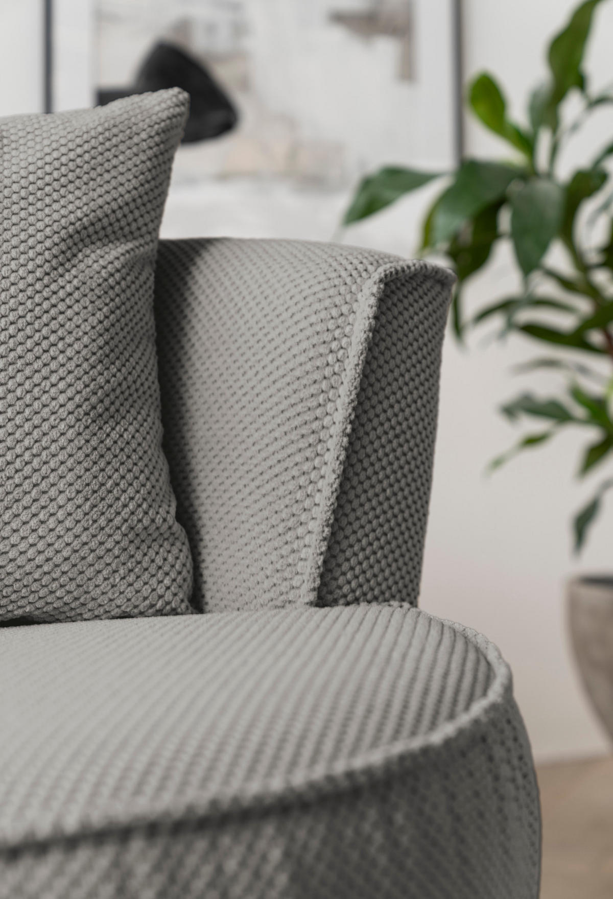 DREHSESSEL grau Web-Velours, XL Sessel 360° drehbar inklusive 3 x Kissen - Grau, Kunststoff/Textil (120/86/120cm)