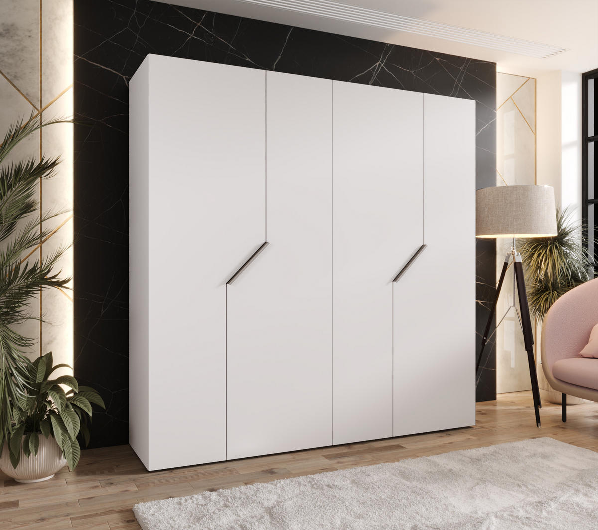 DREHTÜRENSCHRANK 202/200/52 4-türig - Beige/Weiß, Holz/Metall (200/202/52cm) - Abiks Möbel