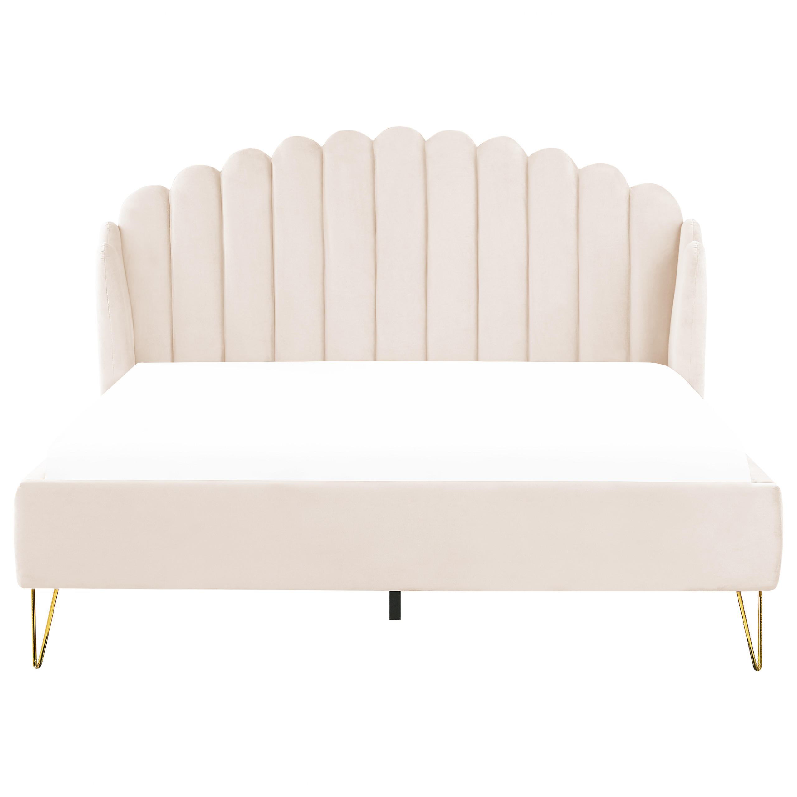 SAMTBETT 180/200cm Helles Beige Ambillou - Beige, Textil (180/200cm) - Beliani