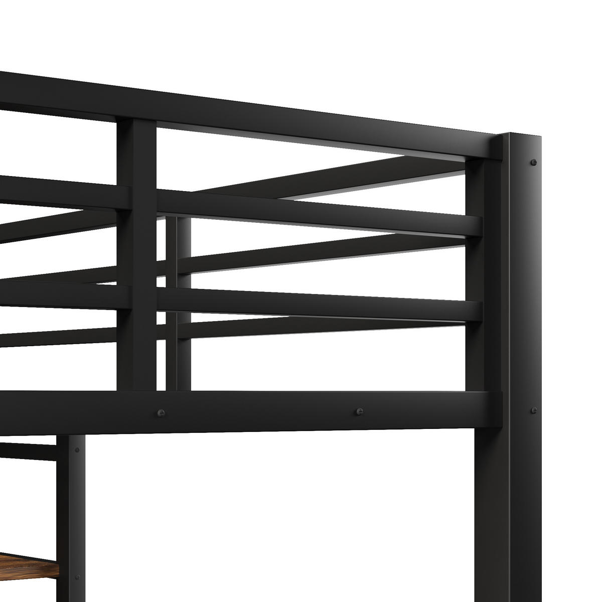 ETAGENBETT 90/200 cm + 140/200 cm Schwarz, Metallgestell mit Stauraum und LED-Beleuchtung - Schwarz, Metall