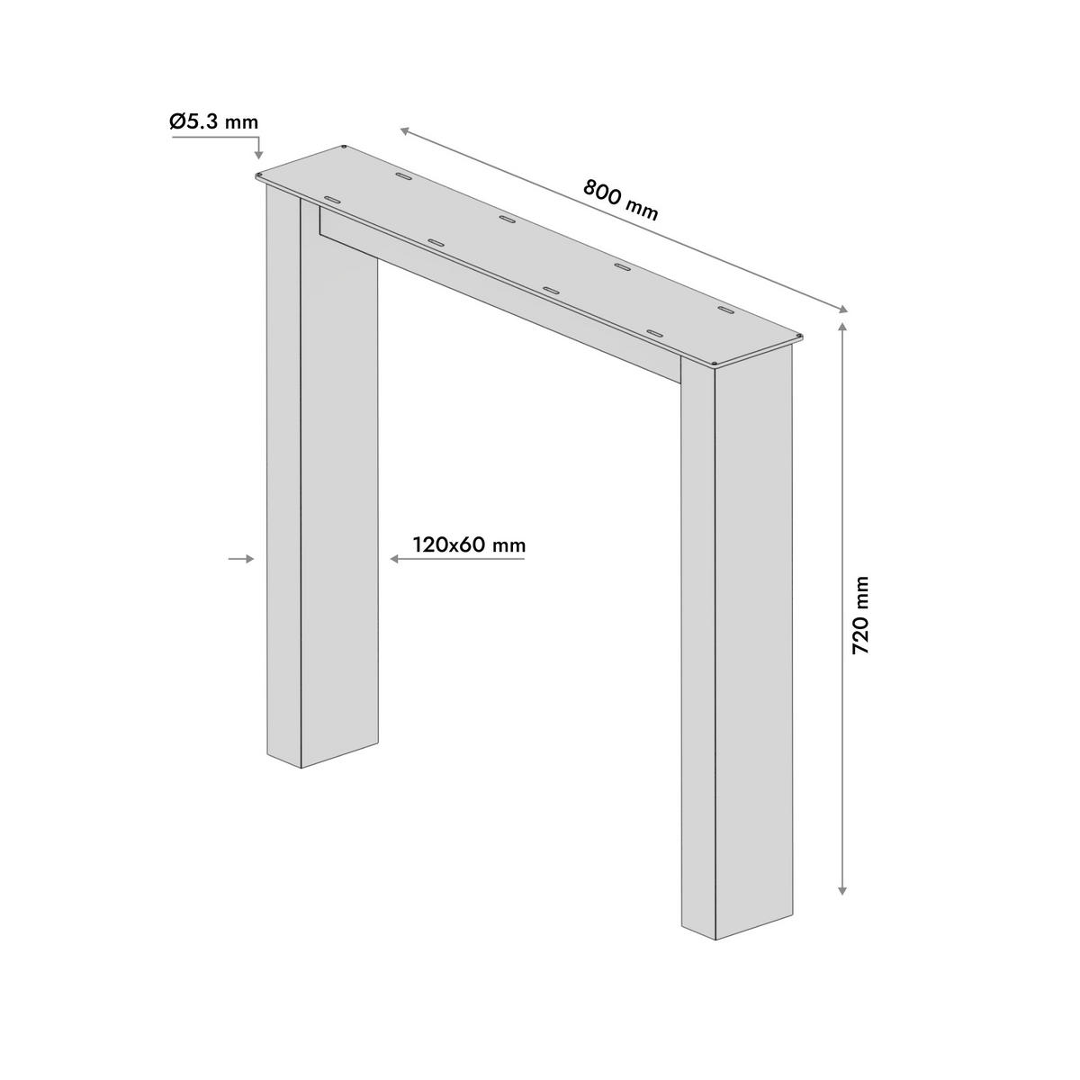TISCHBEINE Etamin Lite Extreme 2er-Set Schwarz 72cm - Schwarz, Metall (80/72/10cm) - Metalo Pro