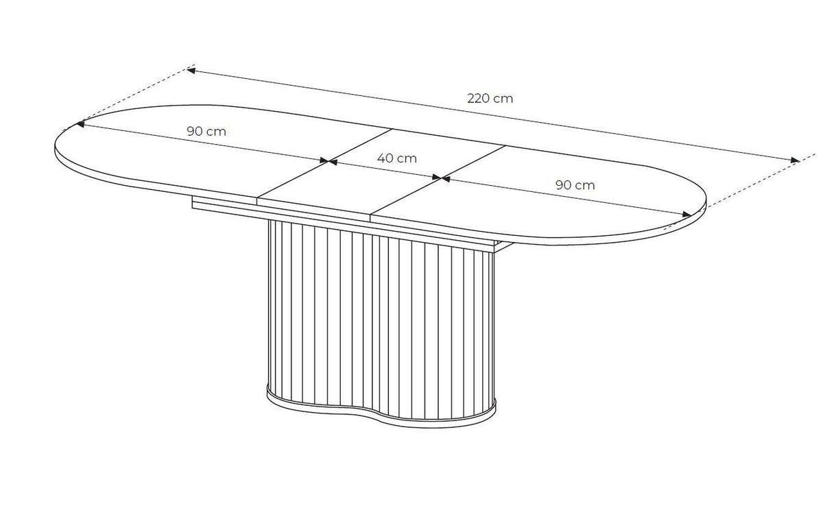 ESSTISCH Rivo Eiche Cremona, Esstisch mit kanneliertem Fuß - Eichefarben, Holzwerkstoff/Metall (90/220/76cm) - Bettso