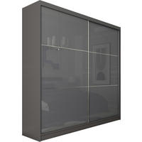SCHWEBETÜRENSCHRANK Vena 200 cm 2-türig, graphit, lacobel graphit - Grau, Holz/Kunststoff (200/216/61cm) - Margaret Hadas24
