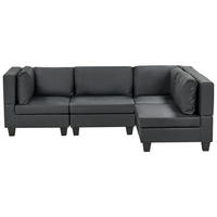COLȚAR modul cu 4 locuri pe partea stângă negru piele ecologică Unstad - negru, material plastic (228/152cm) - Beliani