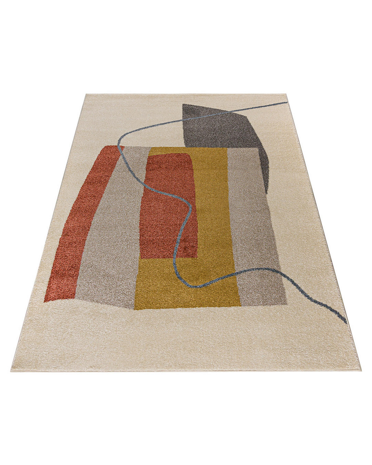 TEPPICH Beige Geometrisch In-Outdoor Pflanzlich Kurzflor Rechteckig 120 x 170 cm - Currygelb/Terracotta, Textil (120/170cm) - Mazovia