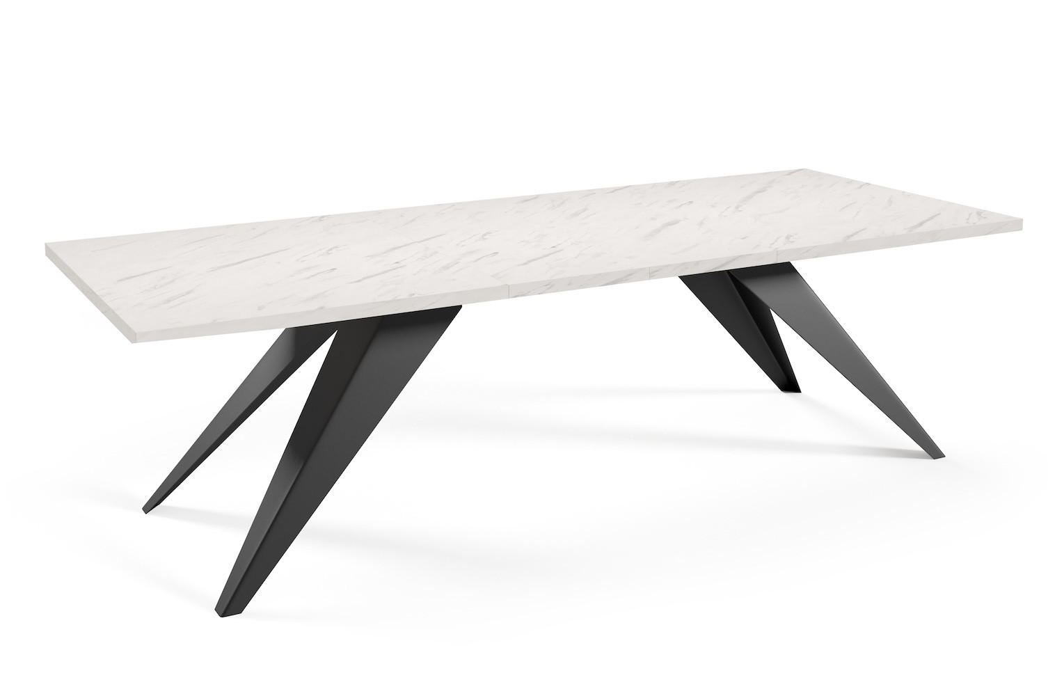 ESSTISCH Vento Bianco Marmor / Schwarz 160/260 / 90 / 76cm - Anthrazit/Schwarz, Holz/Holzwerkstoff (160/90/76cm) - Feldmann-Wohnen