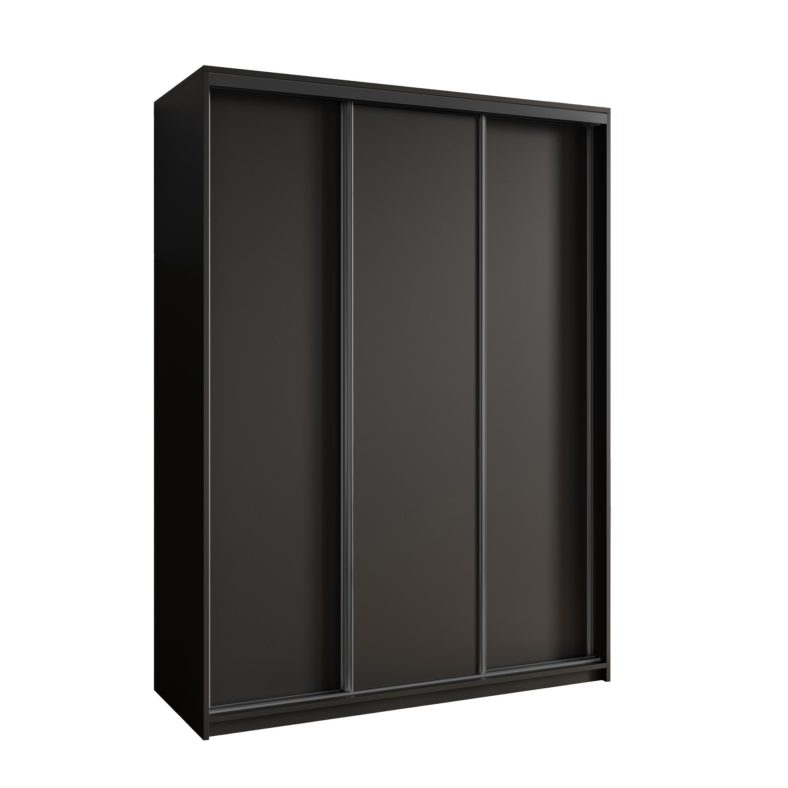 SCHWEBETÜRENSCHRANK NISSE 150/205/60 cm 3-türig Schwarz - Schwarz, Holzwerkstoff (150/205/60cm) - MASSENO