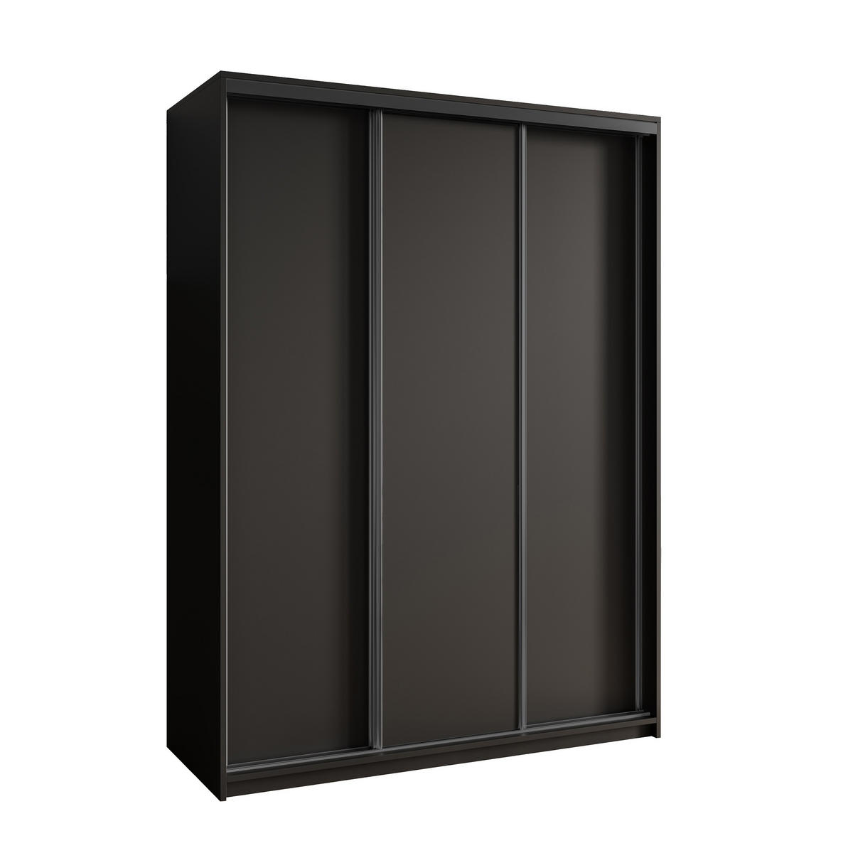 SCHWEBETÜRENSCHRANK NISSE 150/205/60 cm 3-türig Schwarz - Schwarz, Holzwerkstoff (150/205/60cm) - MASSENO