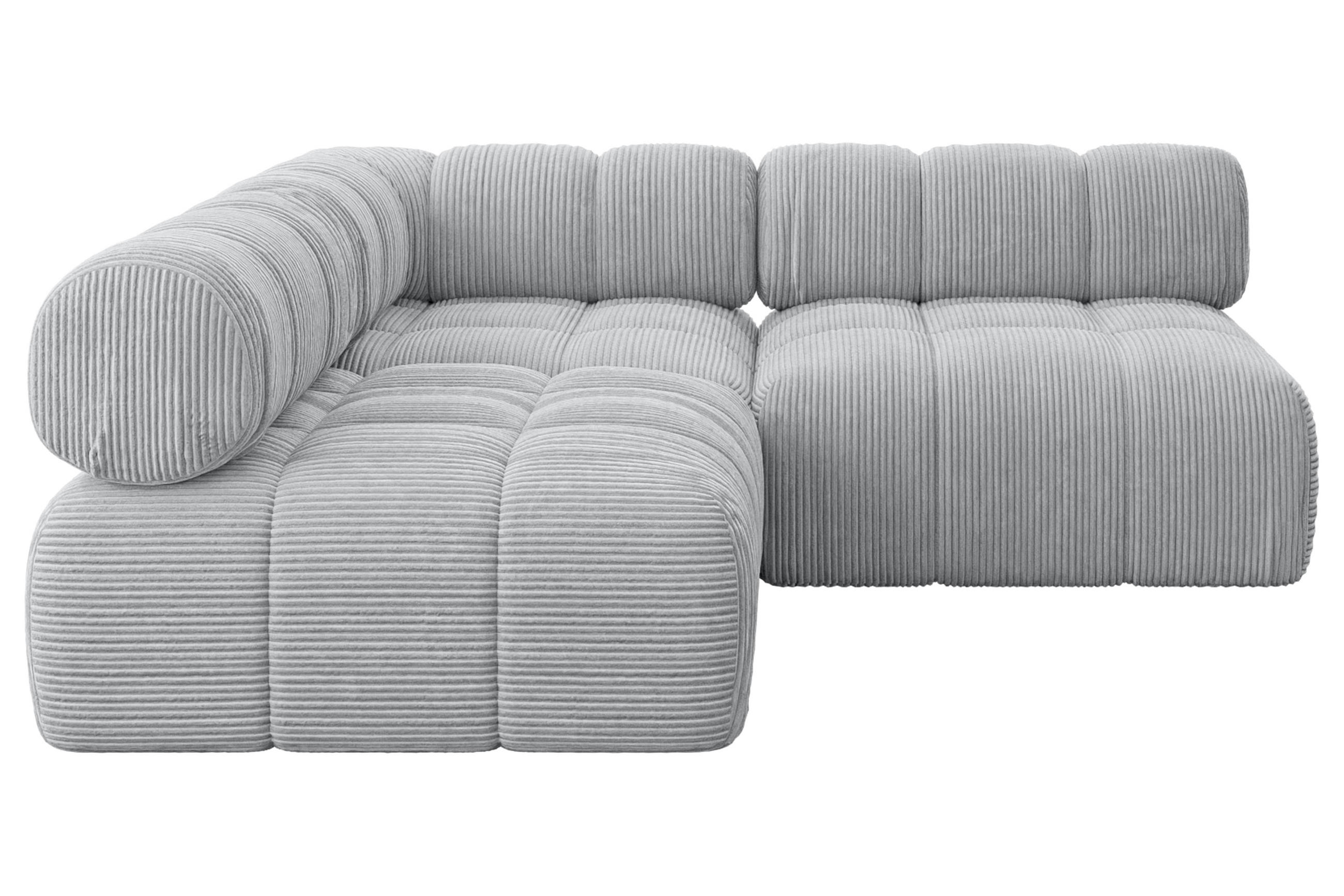 ECKSOFA modulares Sofa Samaro-L1 - 190x190x70 cm Grau Cord - Grau, Holzwerkstoff/Textil (190/190cm) - ALTDECOR