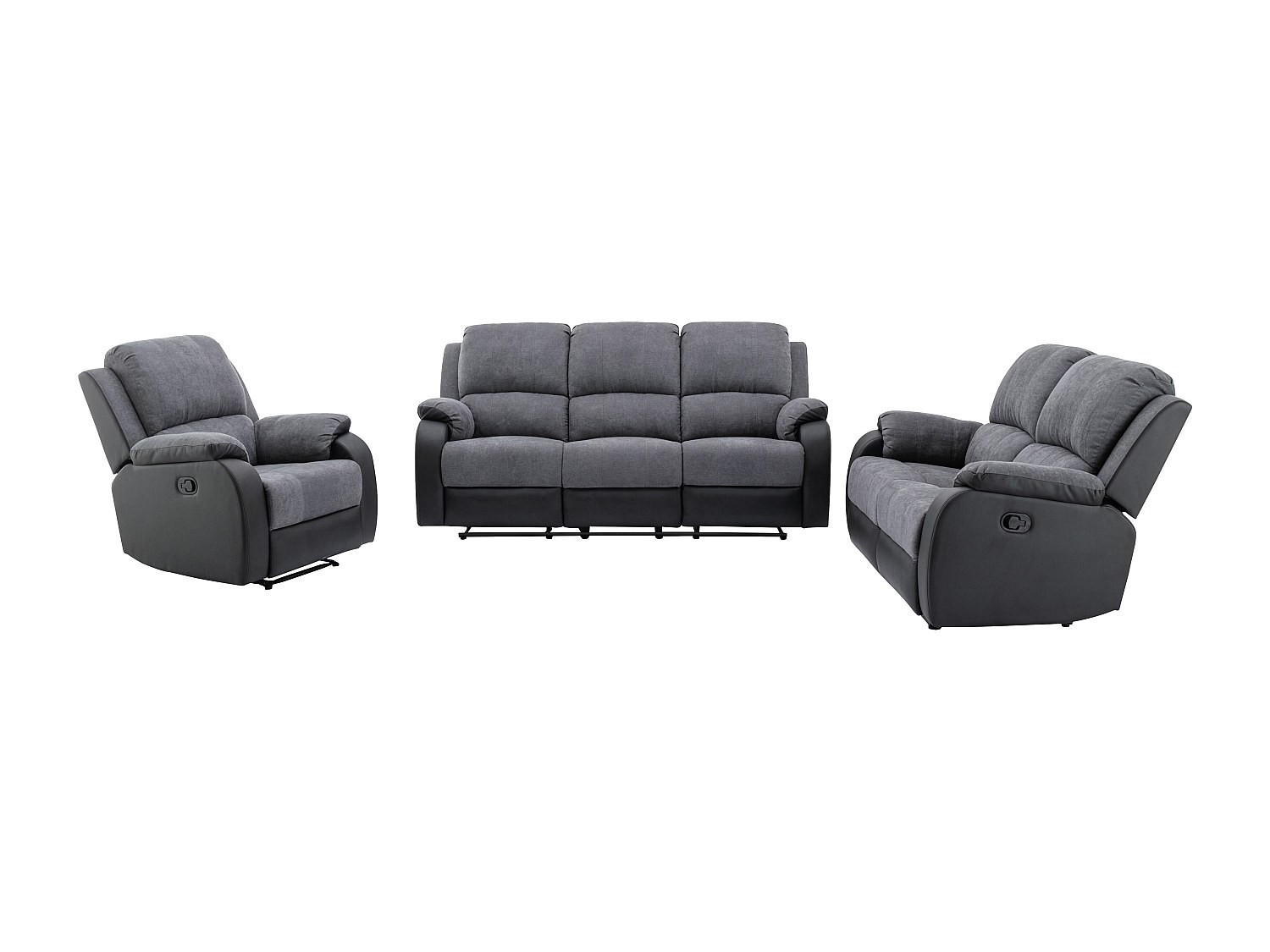 COUCHGARNITUR mit Sessel - 6 Personen - stoff - schwarz, grau Brody - Schwarz, Kunststoff/Textil (87/99/98cm) - Vente-Unique