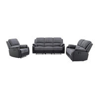 COUCHGARNITUR mit Sessel - 6 Personen - stoff - schwarz, grau Brody - Schwarz, Kunststoff/Textil (87/99/98cm) - Vente-Unique
