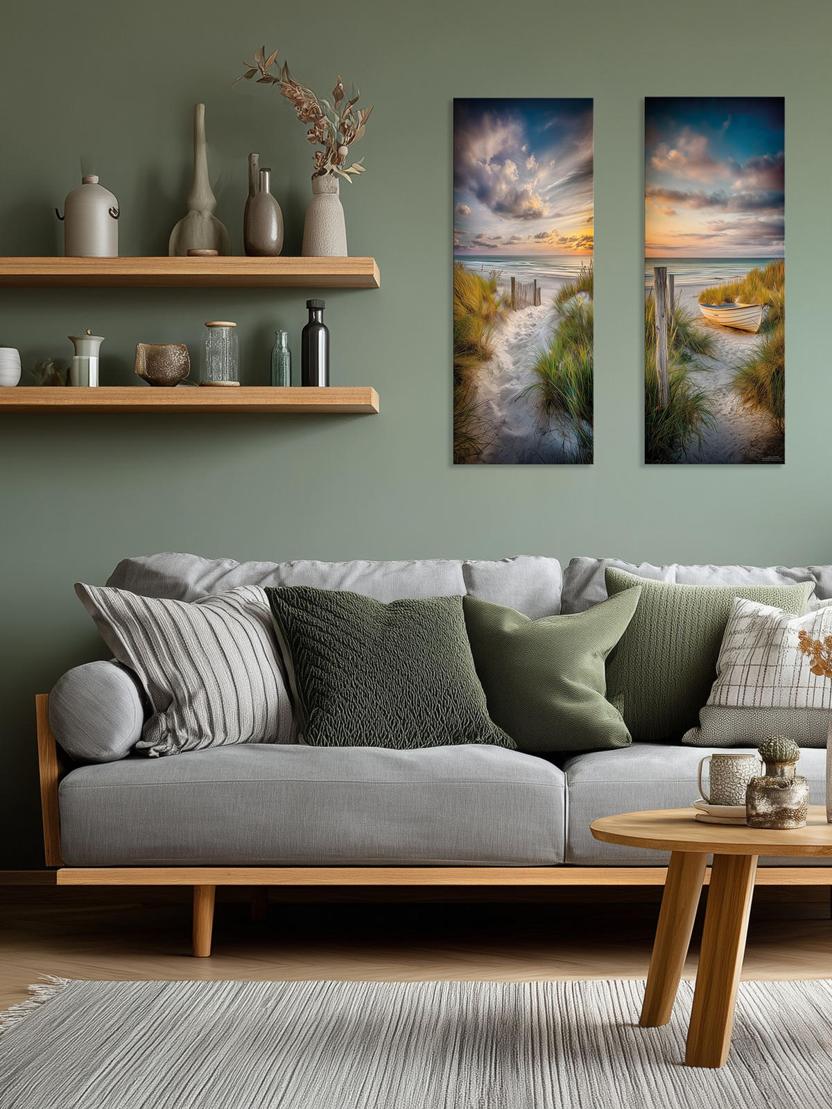 GLASBILD 30x80 cm Strand und Meer - Gelb, Glas (30/80cm) - artissimo