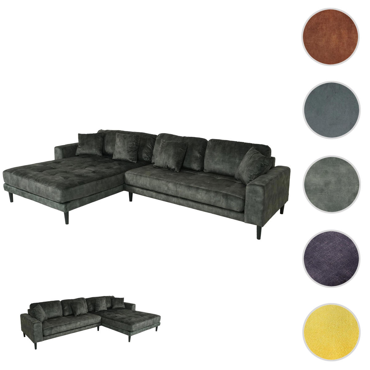 ECKSOFA Grün - Grün, Textil (295/178cm) - MCW