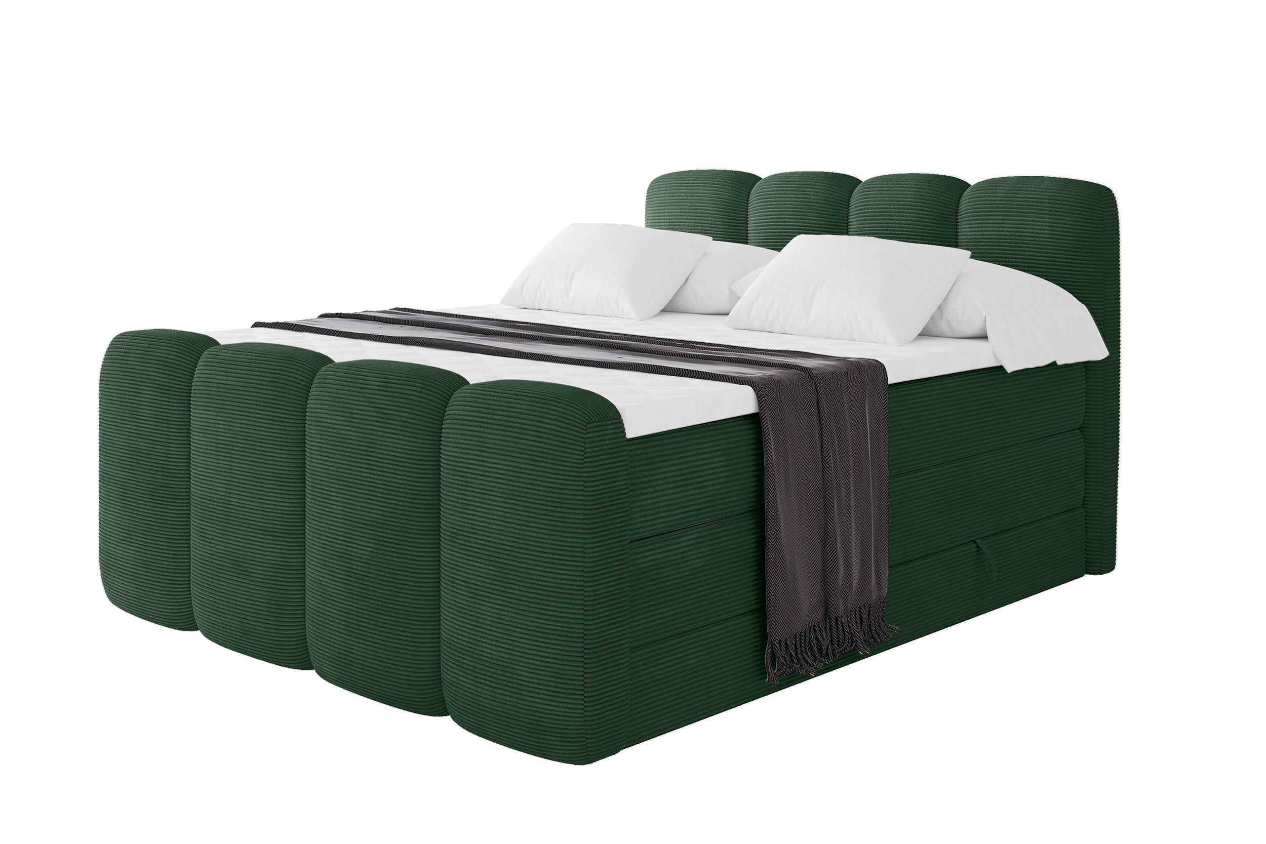 BOXSPRINGBETT mit Matratze H3/H4 - NINA-Z KING - 180x200 cm Grün - Waldgrün, Holzwerkstoff (180/200cm) - ALTDECOR