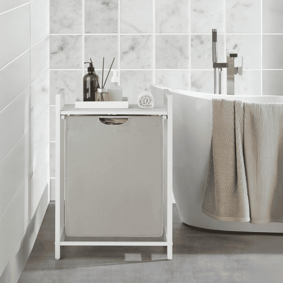 WÄSCHEKORB 1 Schublade - L50 cm - Grau, Holzwerkstoff (33/76/50cm) - Calicosy