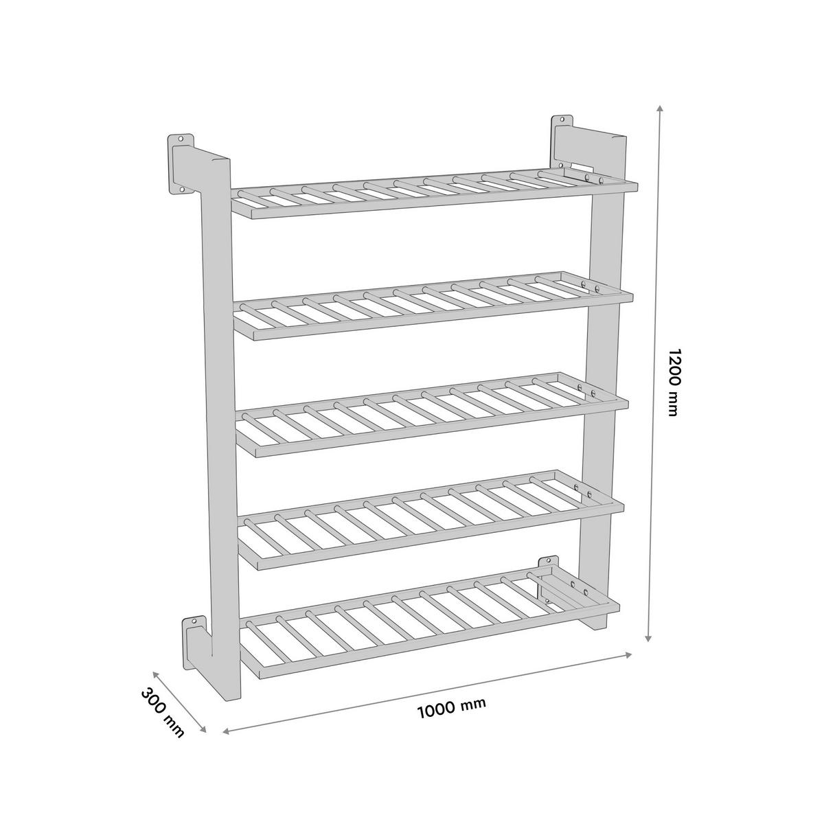 WEINREGAL Canary Metall,Schwarz, Für 60 Weinflaschen 120/100/30 cm - Schwarz, Metall (30/120/100cm) - Metalo Pro