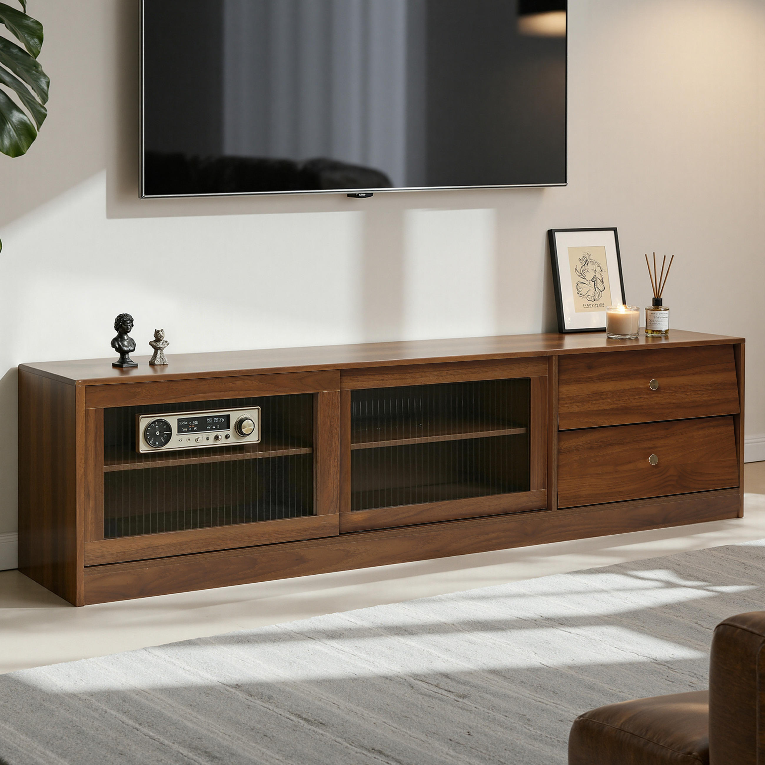 TV-SCHRANK, B160 x T40 x H45 cm - Braun, Holz (160/45/40cm) - Hometopia