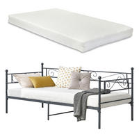 TAGESBETT Kerava mit Matratze - Dunkelgrau, Textil/Metall (90/200cm) - [en.casa]
