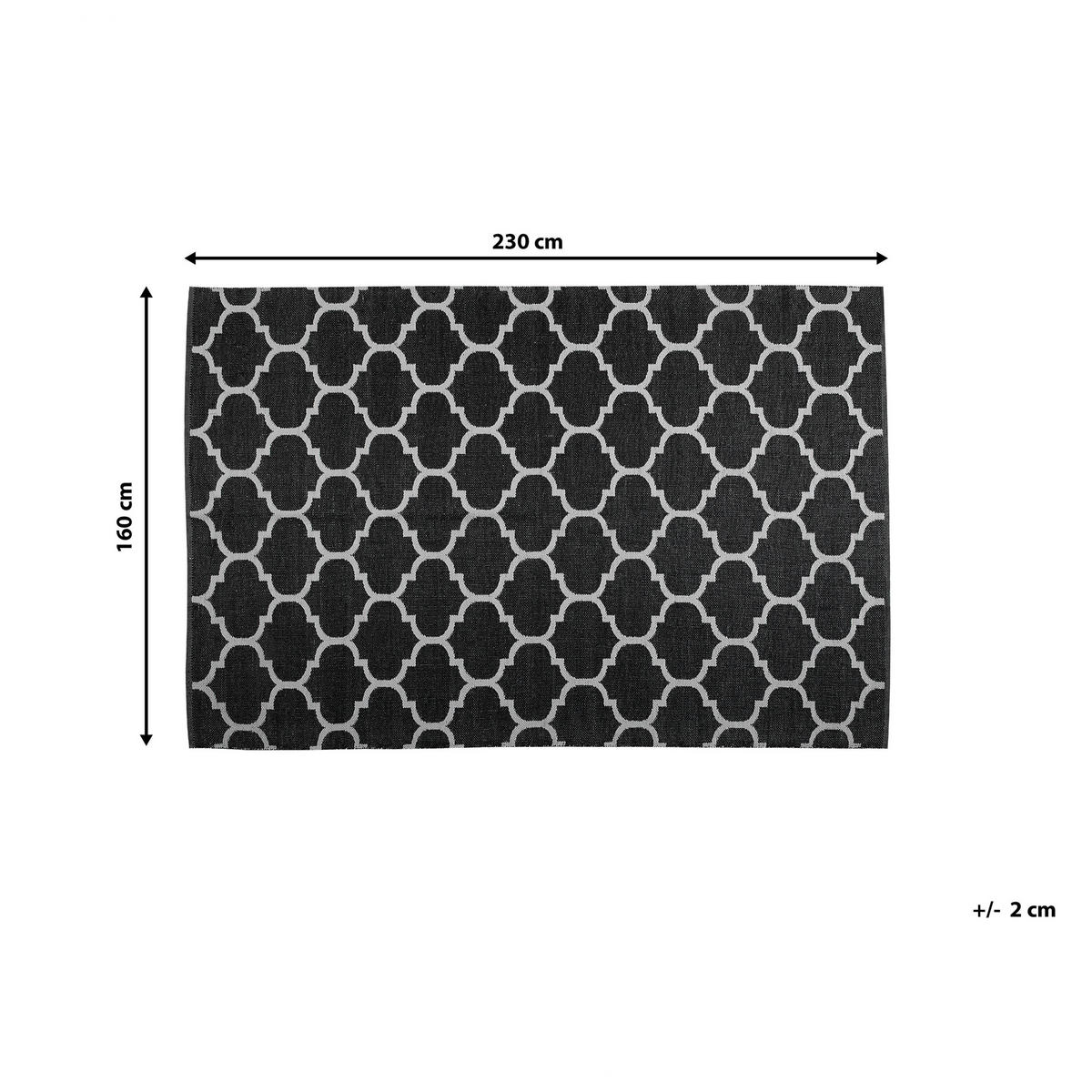 KURZFLOR-OUTDOOR-TEPPICH Aladana 230/160 cm - Schwarz, Kunststoff (160/230cm) - Beliani