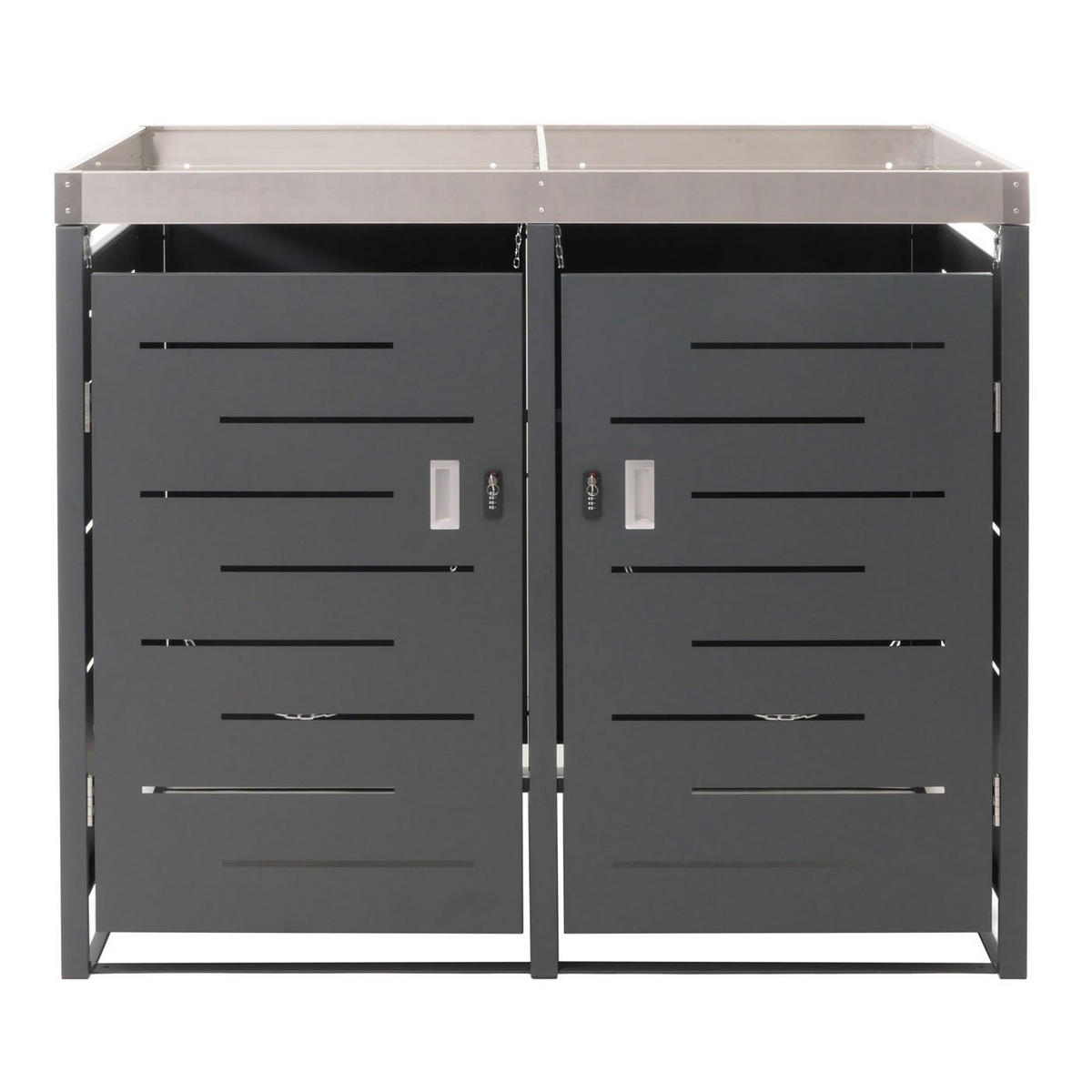 MÜLLTONNENBOX XL 2er 125x140x102cm 80-240 Liter - Anthrazit, Metall (140/125/102cm) - PROREGAL