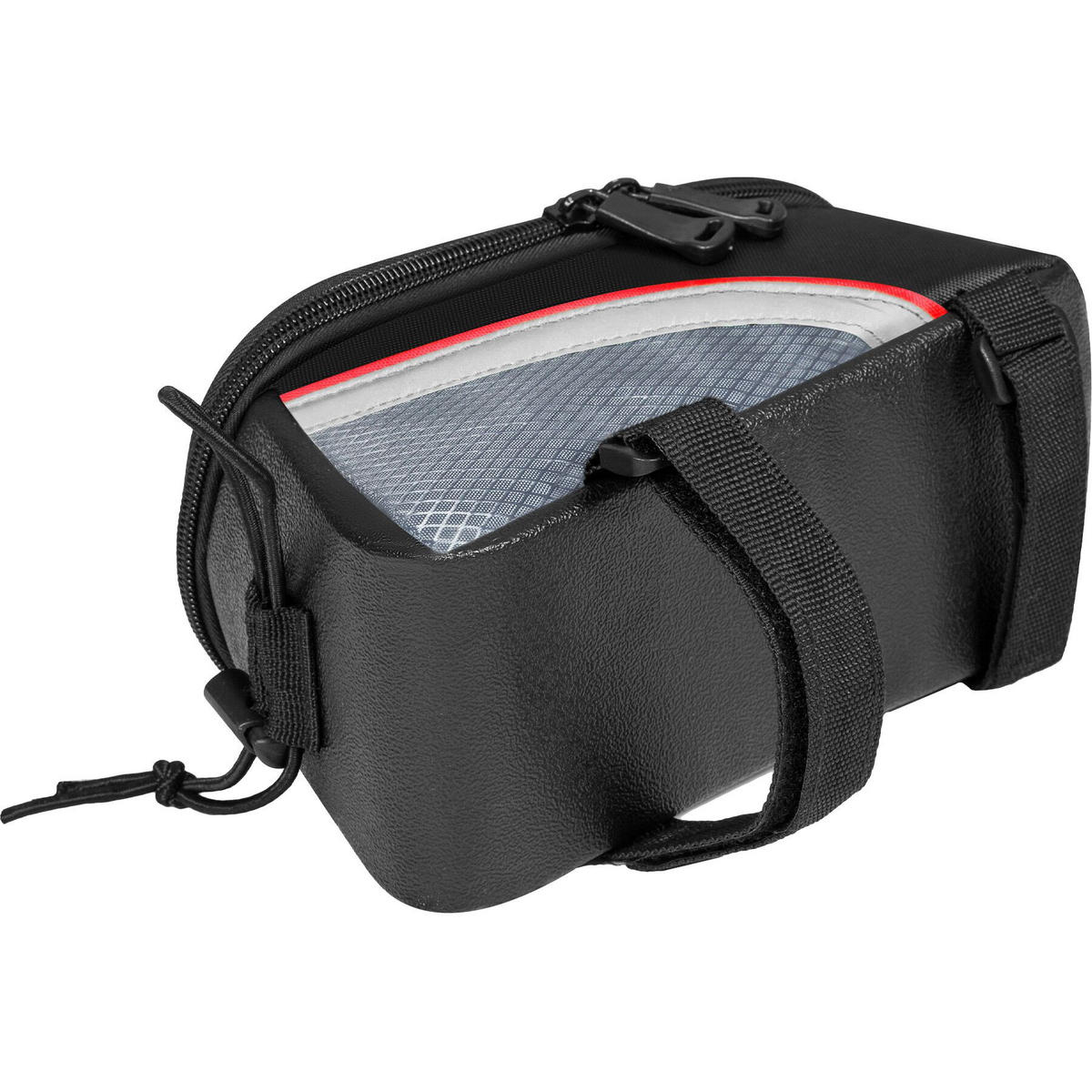 FAHRRADTASCHE Georg mit Fahrradrahmentasche ,wasserabweisend und robust,schwarz/rot - Rot/Schwarz, Textil (9.5/10/20cm) - tectake