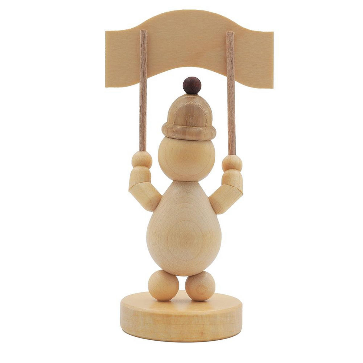 HOLZFIGUR Schneemann Junior mit Willkommengruß auf Sockel 9 cm - Multicolor, Holz (5/1/0.1cm)