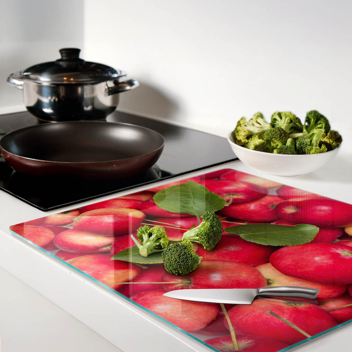 GLASPLATTE 60x52 cm Rote Äpfel - Rot, Glas (60/0.4/52cm) - TULUP