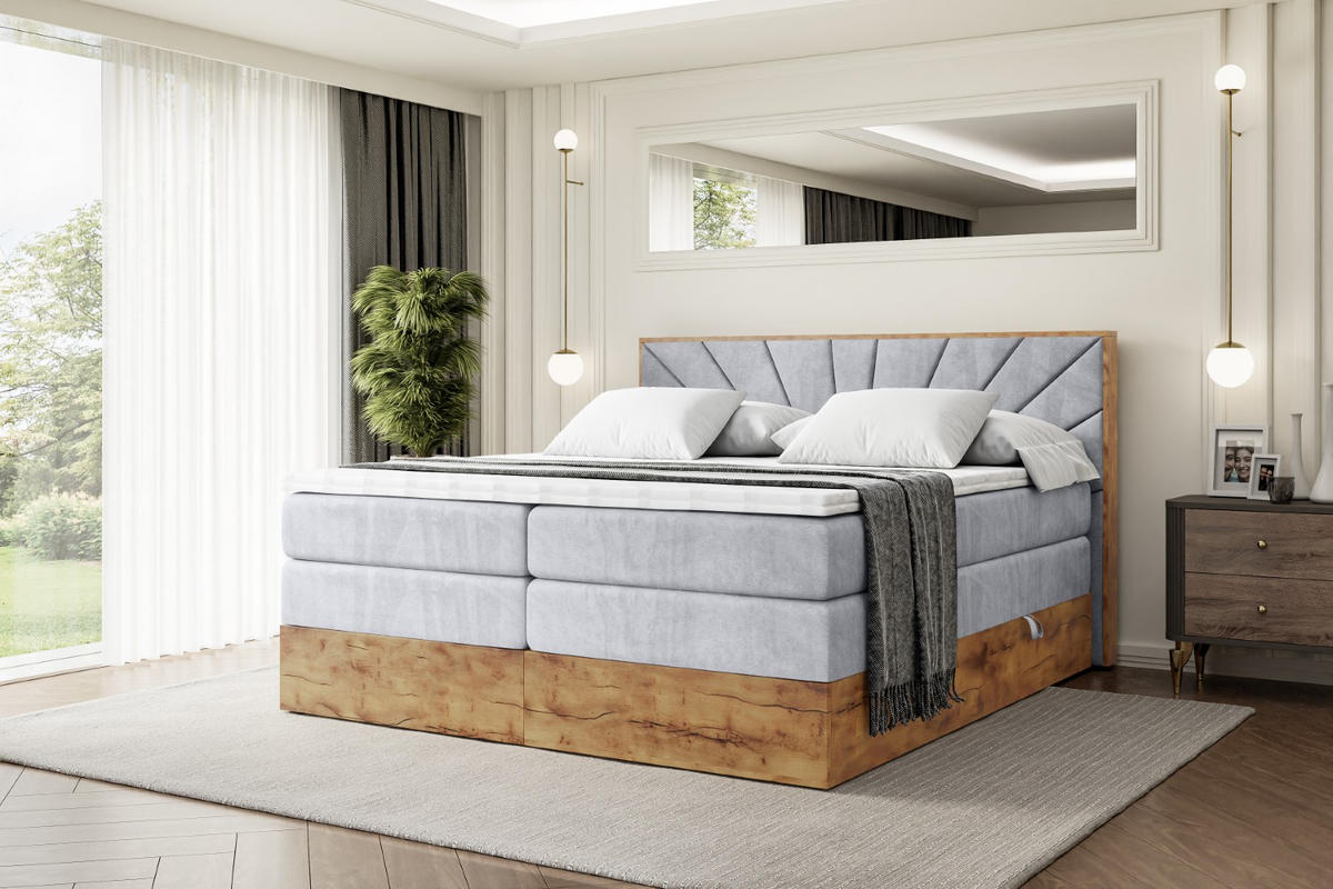 BOXSPRINGBETT mit Matratze H3|H4 und Lattenrost - LOLLI6 KING-160x200 - Grau Monolith - Grau, Holzwerkstoff (160/200cm) - ALTDECOR