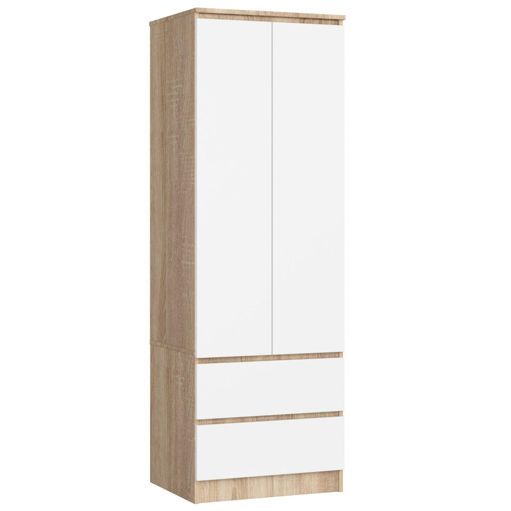 Akord Kleiderschrank Sonoma Eiche, Weiß 60x180x51 cm