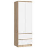 KLEIDERSCHRANK Sonoma Eiche, Weiß 60x51x180 cm - Weiß/Sonoma Eiche, Holzwerkstoff (60/180/51cm) - Akord