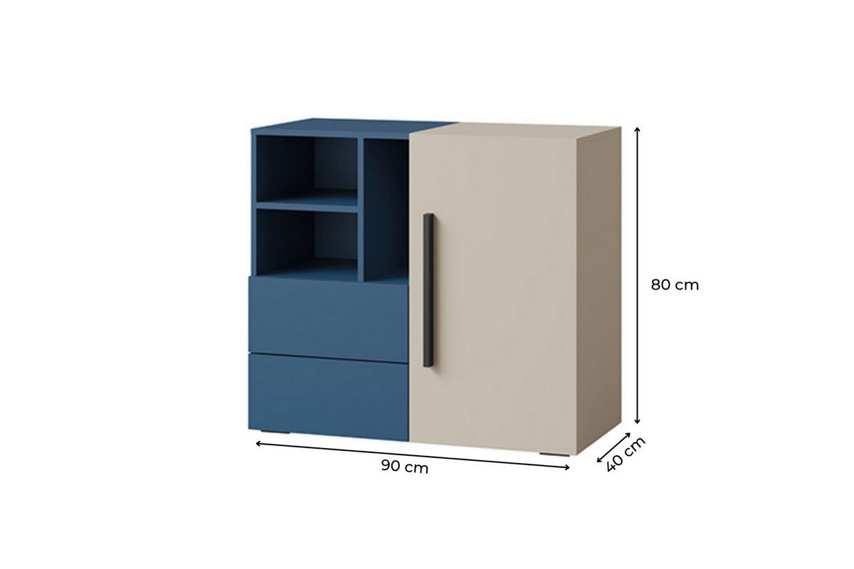 KINDERKOMMODE LIMA 08 90/80/40 cm in Kaschmir/Meeresblau - Kaschmir/Blau, Holzwerkstoff (90/80/40cm) - Deine Möbel 24